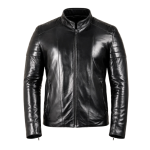 Men’s Black Sheepskin Leather Biker Jacket