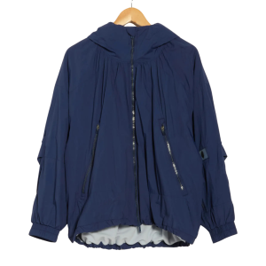 Blue Nylon Hooded Jacket