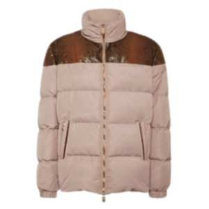 Nylon Down Jacket With Python Inserts